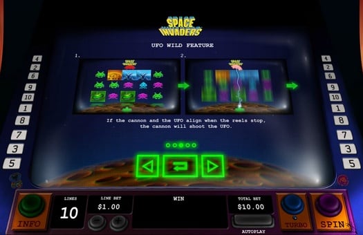 Бонусная функция в игровом аппарате Space Invaders